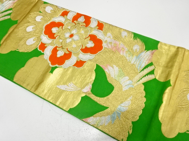JAPANESE KIMONO / ANTIQUE FUKURO OBI / SILK / WOVEN FLOWER CREST